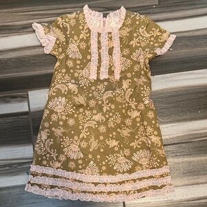 Charming Pink and Brown Kids Casual Dress